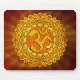 Mousepad MANDALA OM - laranja Brilho vermelho