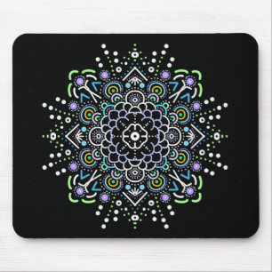 Mousepad Mandala Preta, Roxa, Verde e Azul