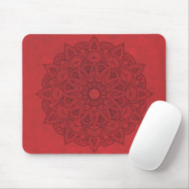 Mousepad Mandala Preto em Fundo de Manchas Vermelhas