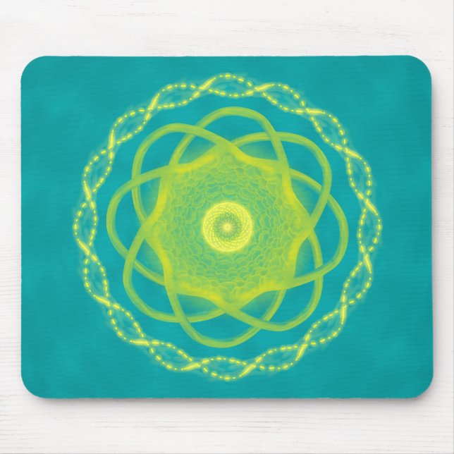 Mousepad Mandala Radiante - Design Geométrico em Azul Turqu (Frente)