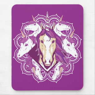Mousepad Mandala roxa do unicórnio