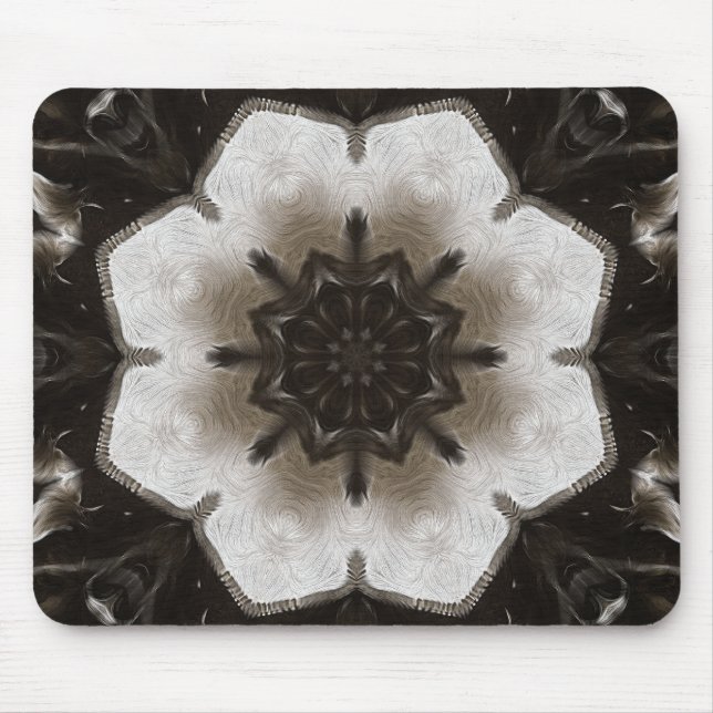 Mousepad Mandala Texturizado Marrom e Creme Giratório (Frente)