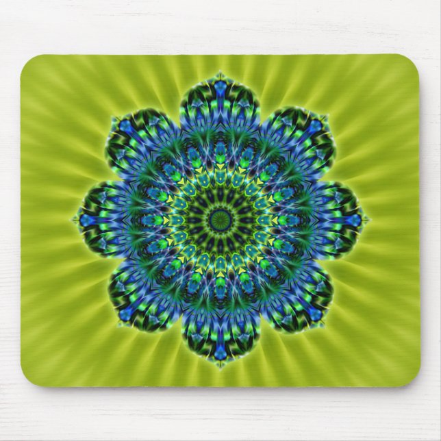 Mousepad Mandala verde azul | flor lightgreen (Frente)