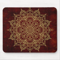 Mandala Vermelho Vinho Fundo & Glamour Dourado Chi
