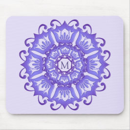 Mousepad Mandala violeta floral. Monograma