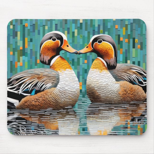 Mousepad Mandarin Duck Animal Art Decor (Frente)