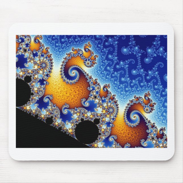 Mousepad Mandelbrot Azul Fractal Espiral Dupla (Frente)