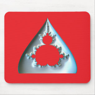 Mousepad Mandelbrot Prateado Em Fundo Vermelho