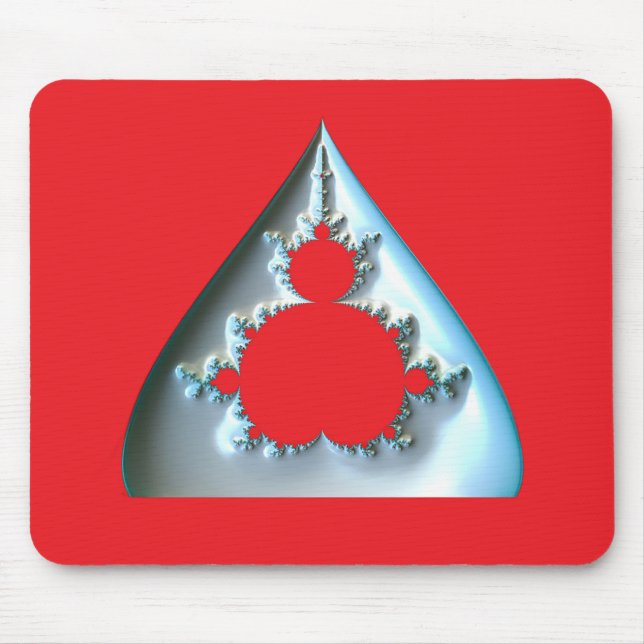 Mousepad Mandelbrot Prateado Em Fundo Vermelho (Frente)