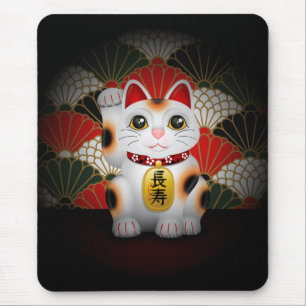 Mousepad Maneki cerâmico branco Neko