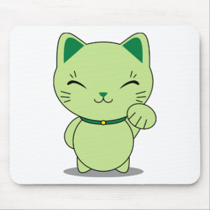 Mousepad Maneki Neko - gato afortunado verde
