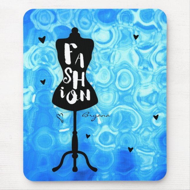 Mousepad Mannequin Vintage Retro Blue FASHION Glam Girly (Frente)
