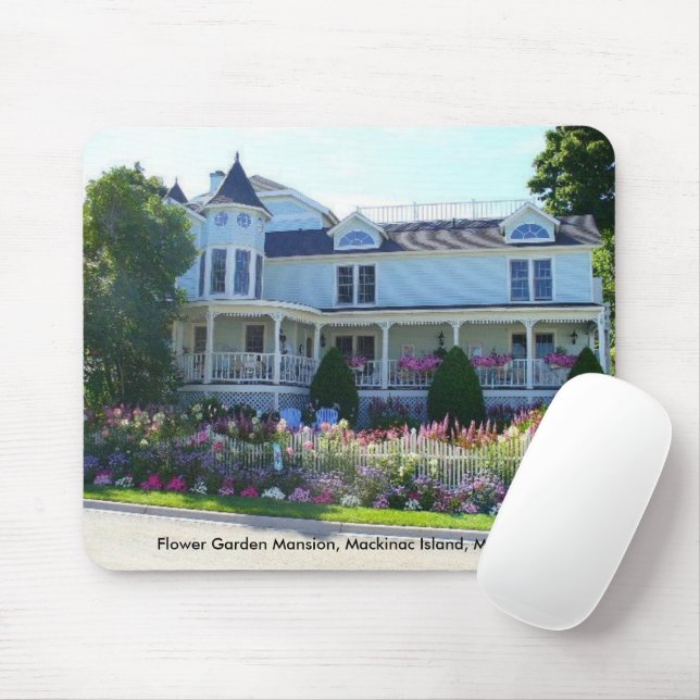 Mousepad Mansão de Jardim Flor, Ilha Mackinac, Michigan (Com mouse)