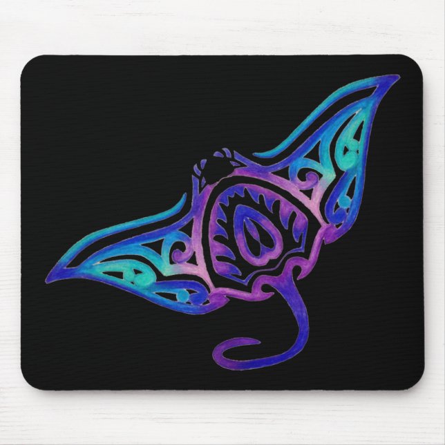 Mousepad Manta tribal no preto (Frente)