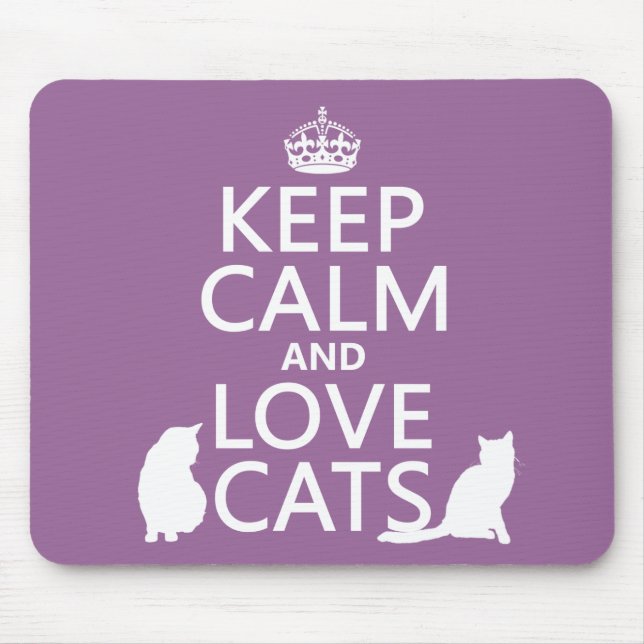 Mousepad Mantenha a calma e ame gatos (Frente)