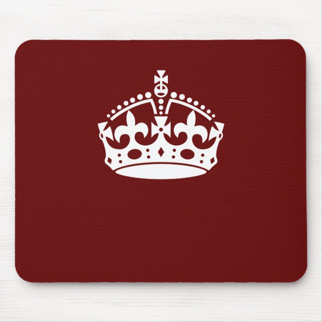 Mousepad Mantenha Calma Coroa Borgonha Acento Vermelho (Frente)