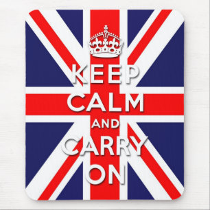 Mousepad mantenha calmo e continue a bandeira de Union Jack