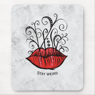Mousepad Mantenha estranhos Lábios góticos Tatuagem Odity