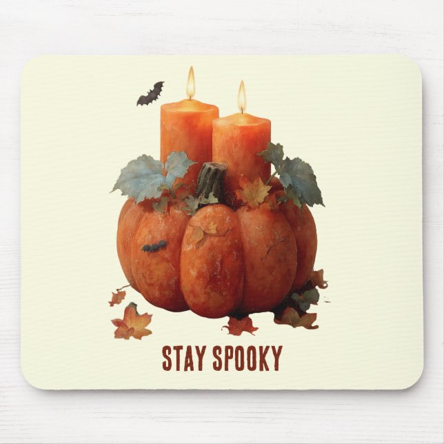 Mousepad Mantenha Spooky Pumpkin com Velas (Frente)