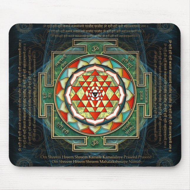 Mousepad Mantra de Maha Lakshmi & Shri Yantra (Frente)