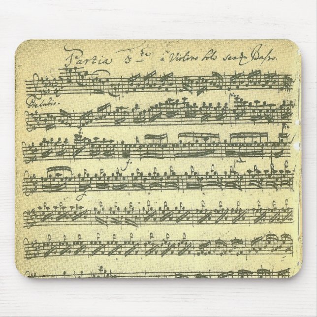 Mousepad Manuscrito da música de Bach Partita para o (Frente)