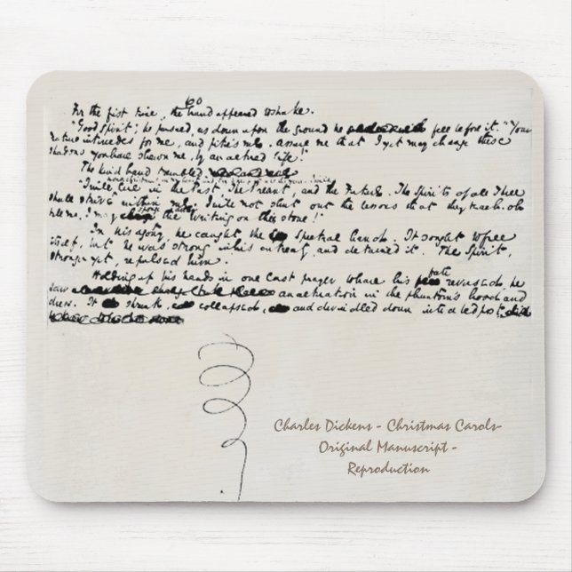 MOUSEPAD MANUSCRITO DE CHARLES DICKENS DAS CANÇÕES DE NATAL (Frente)