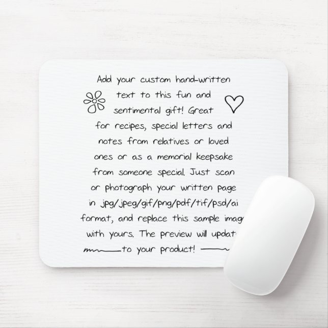 Mousepad Manuscrito Personalizado (Com mouse)