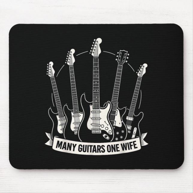 Mousepad Many Guitars One Wife Funny Musician Guitarist Hum (Frente)