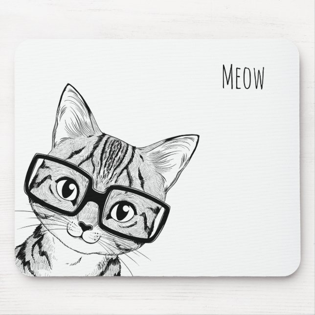 Mousepad Mão adorável tapete do rato Nerdy tirado do branco (Frente)