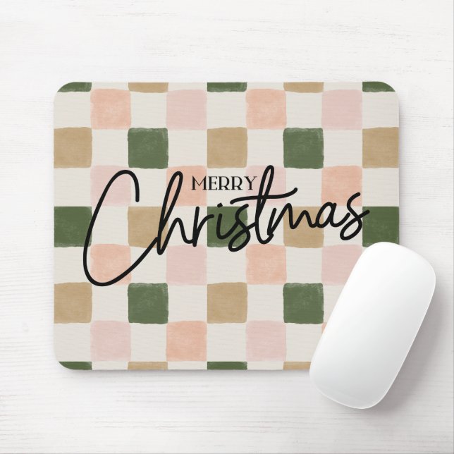 Mousepad Mão artística pintada com cheque Feliz Natal (Com mouse)
