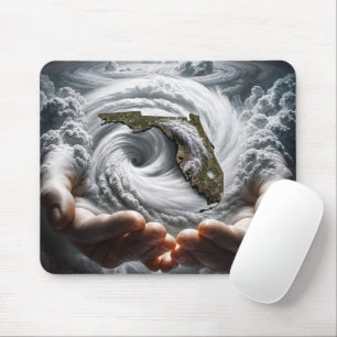 Mousepad Mão de Deus segurando a Flórida num Furacão