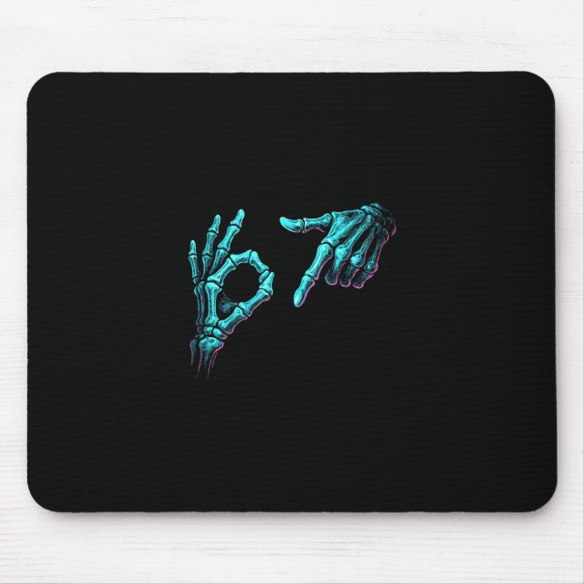 Mousepad Mão de Esqueleto Meme Engraçado 67 Gen Alpha Hallo (Frente)
