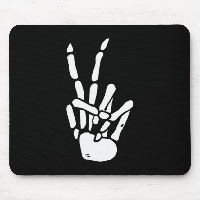 Mousepad Mão de Esqueleto Sinal de Paz Osso  (Frente)