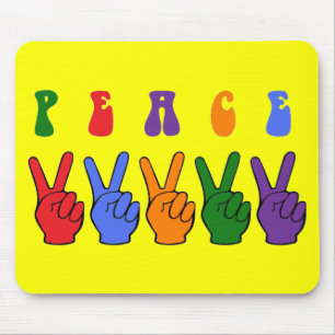 Mousepad Mão de Paz de Multicores Retroativa