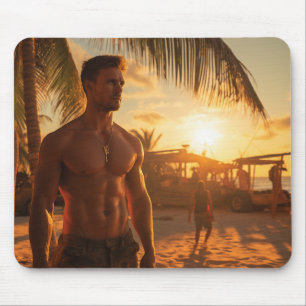 Mousepad Mão de rato de Verão com um homem bonito