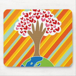 Mousepad Mão e árvore de amor da Terra
