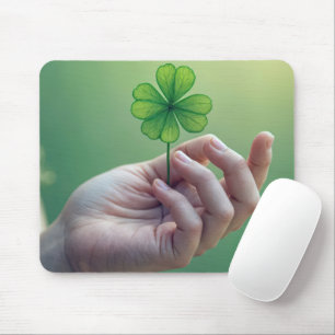 Mousepad Mão Mantida Com Trevo De Quatro Folhas