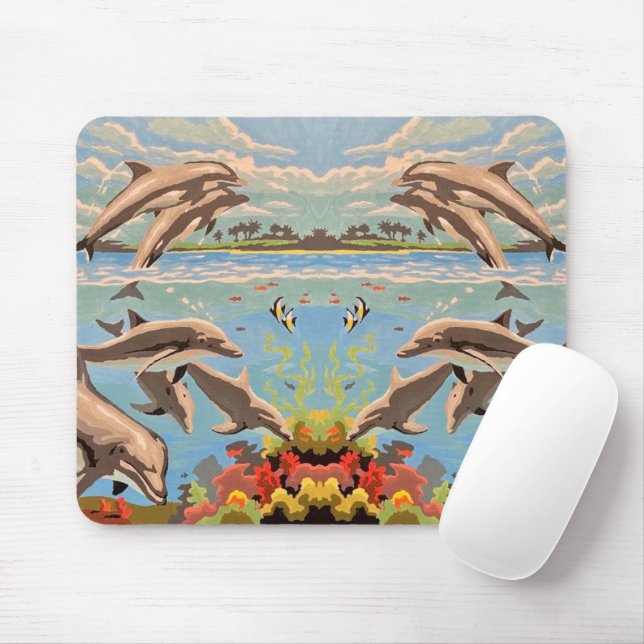 Mousepad Mão Pintada Por Número | Golfinhos Reproduzíveis | (Com mouse)