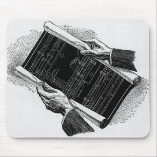 Mousepad Mãos com plantas arquitetônicas azuis, Negócios Vi