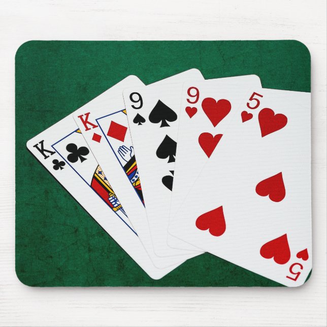 Mousepad Mãos Poker - Dois Pares - Rei, Nove (Frente)