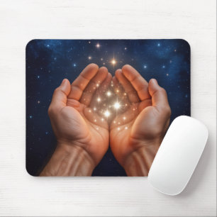 Mousepad Mãos segurando estrelas noturnas