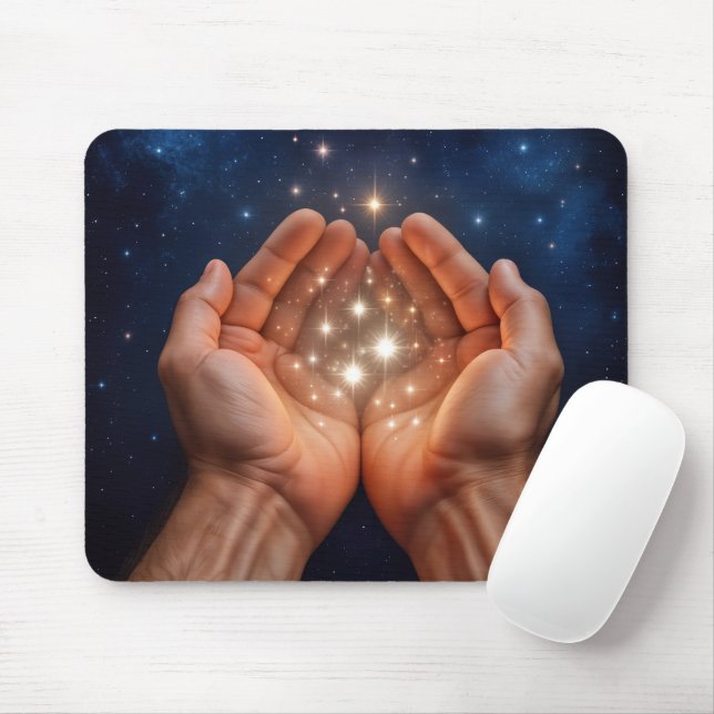 Mousepad Mãos segurando estrelas noturnas (Com mouse)