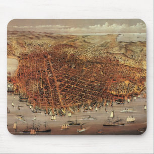 Mousepad Mapa Aéreo Antigo, Cidade de São Francisco, Califó