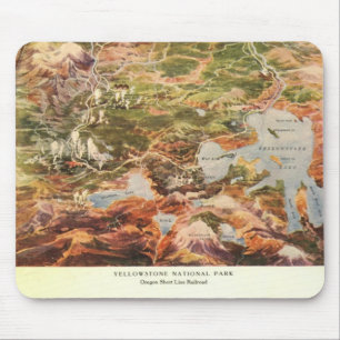 Mousepad Mapa Aéreo de 1910 - Parque Nacional de Yellowston