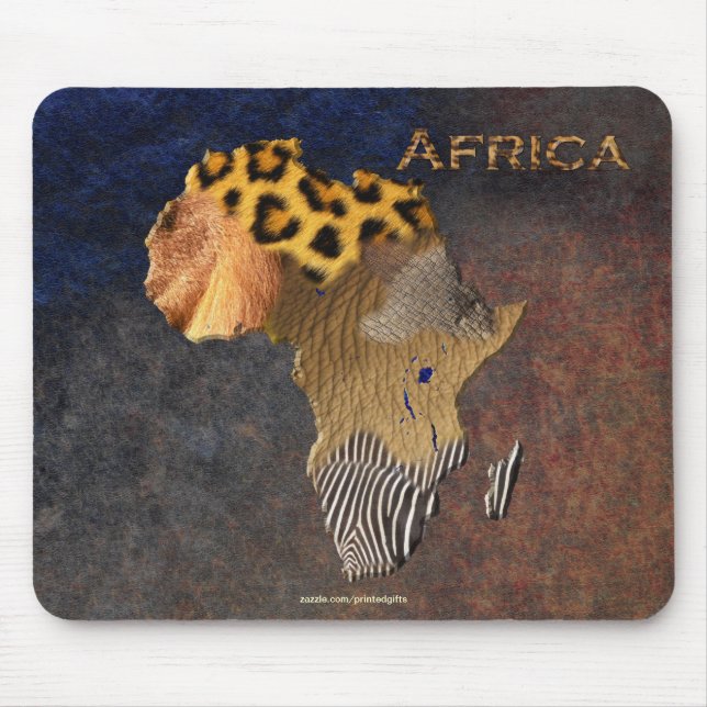 Mousepad Mapa africano da textura animal da fauna selvagem  (Frente)