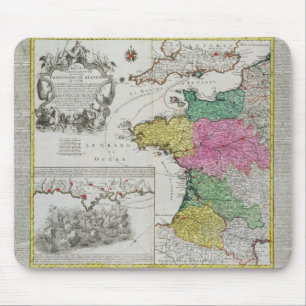 Mousepad Mapa alemão que mostra ataques navais ingleses no