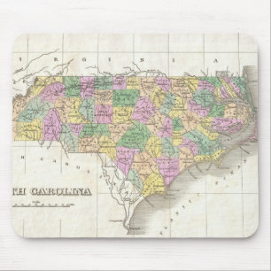 Mousepad Mapa Antigo da Carolina do Norte (1827)