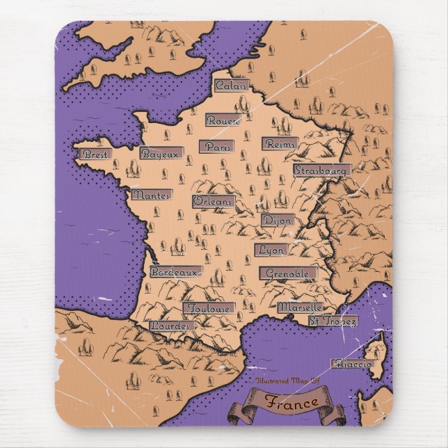 Mousepad Mapa Antigo da França (Frente)