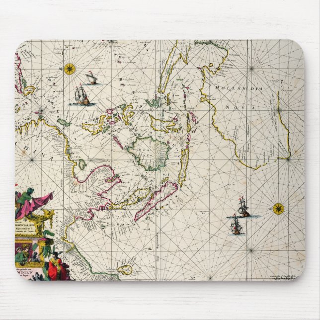 Mousepad Mapa antigo das Índias do leste (Frente)