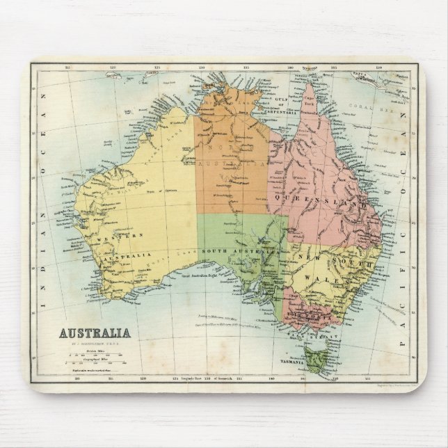 Mousepad Mapa antigo de Austrália (Frente)